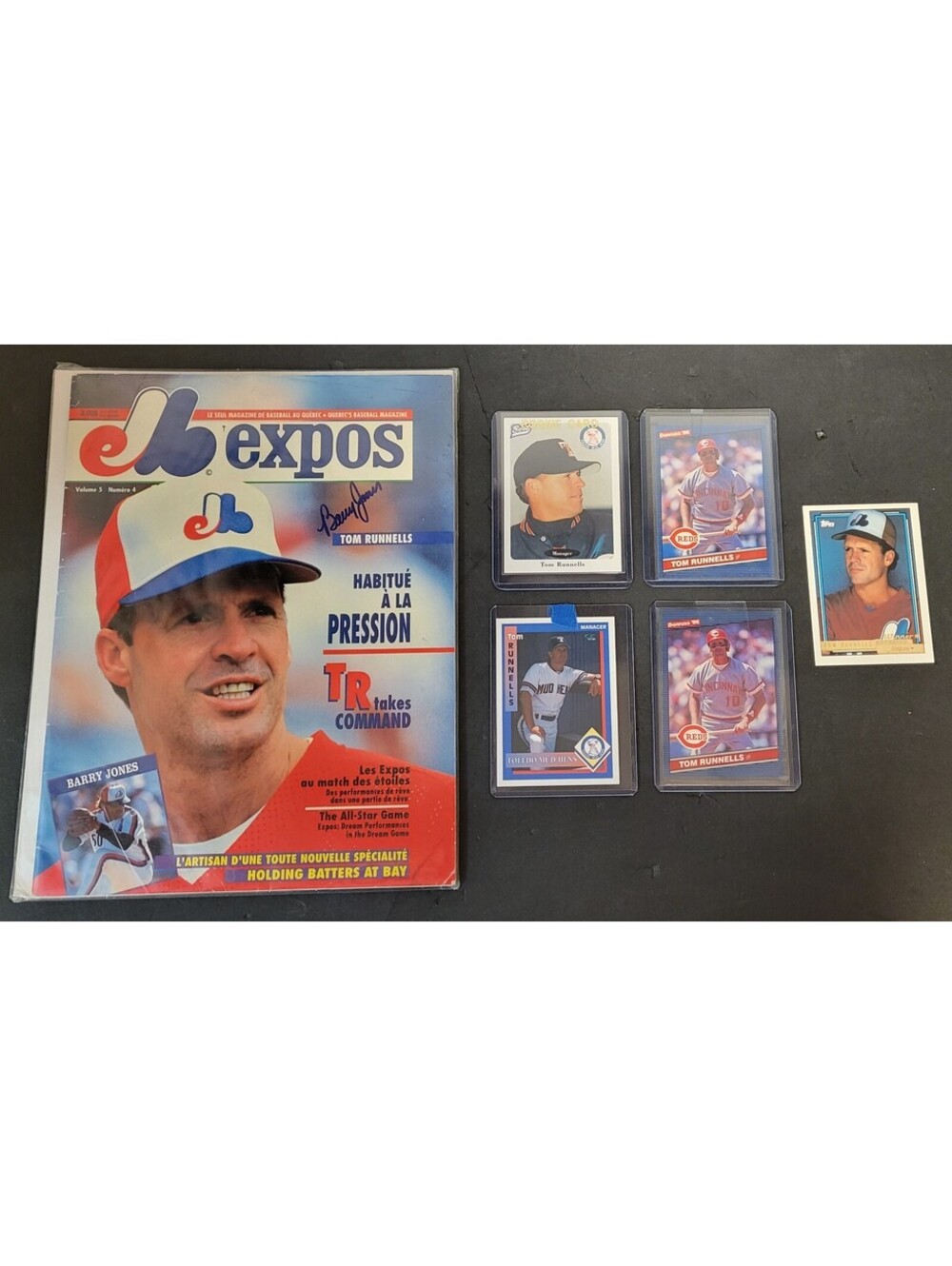 1991 Montreal Expos Bilingual Baseball Magazine Signed Jones w/5 Runnells Cards